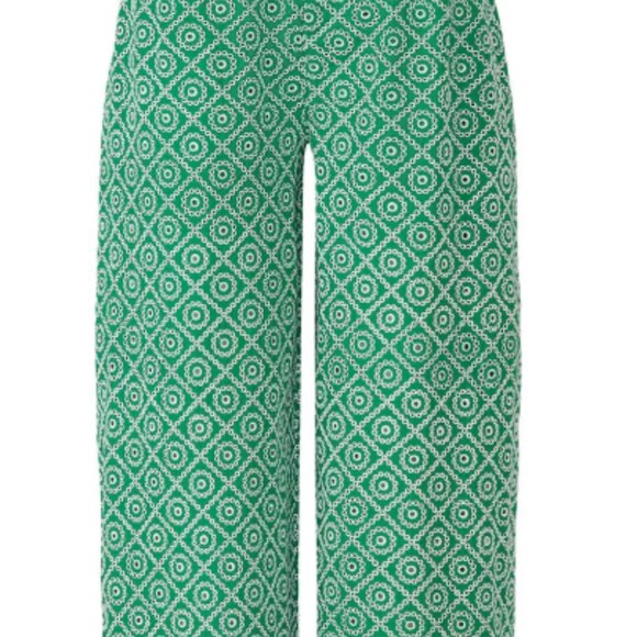 Scotch & Soda Green Broderick Anglaise Trouser Eyelet Crop Wide Leg Pants Small - Picture 16 of 16